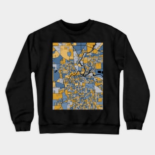 Fort Wayne Map Pattern in Blue & Gold Crewneck Sweatshirt